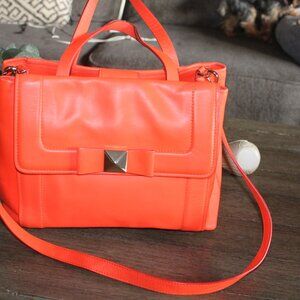 Kate Spade Janis Bow Terrace Maraschino Leather coral medium handbag